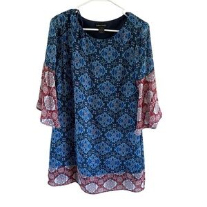 Jealous Tomato Paisley Printed Lightweight Flowing Flutter Sleeve Shift Dress